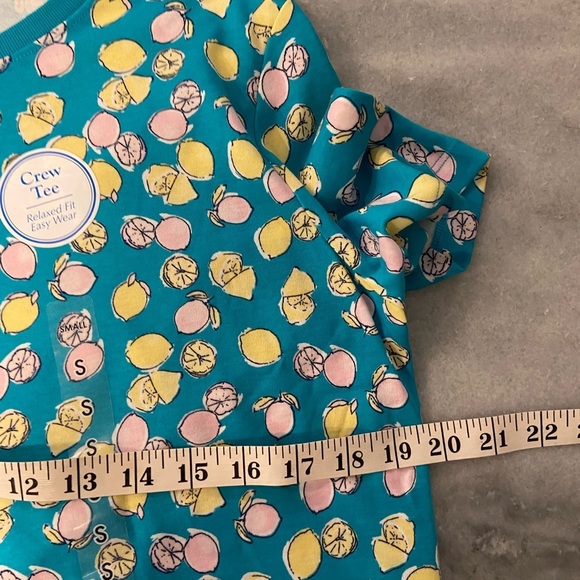 NWT Kim Rogers Size S Turquoise Pink Lemon Crew Neck Short Sleeve Tee Shirt - Picture 8 of 10